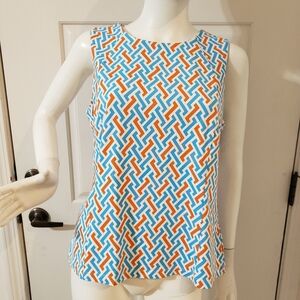 J. McLaughlin Fitted Blue and Orange Tank Top